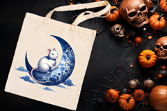 Funny Halloween rat clipart| Blue moon in night shirt design Product Image 3