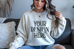 Sand Gildan 18000 Crewneck Sweatshirt Mockups,G18000 Product Image 1