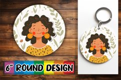 Artistic Floral Round Design with Woman Portrait PNG Product Image 1