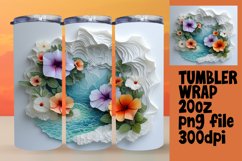 Sublimation Wrap 20oz - Floral 3D Tumbler Hole Design Product Image 1