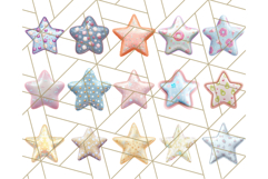 Cute Puffy Star Clipart PNG, 3D Glossy Pastel Stars Clip Art Product Image 4