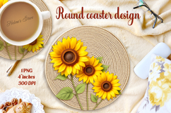 Delicate vintage floral round coaster sublimation design png Product Image 1