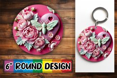 Blissful Keychain Circle PNG Style, 3D Heart Product Image 1
