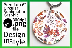 Autumn Leaves Pattern Round Design for Sublimation Keychain Product Image 1
