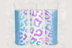 Leopard Print Blue Glitter 20 oz sublimation design tumbler Product Image 1