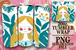 Artistic Flower Portrait Tumbler Wrap Sublimation 20oz Product Image 1