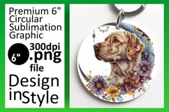 Contemporary Dog Pattern Sublimation Circle Keychain Product Image 1