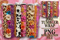 Fashionable 3D Leopard and Flower Tumbler Wrap Art Product Image 1