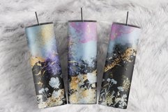 Spring Floral Black Purple Blue Gold Foil 20 oz tumbler wrap Product Image 1