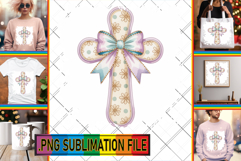 LUMINOUS TSHIRT Designs PNG, Cross and Bow Product Image 1