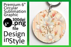 Striped Blossom Elegance: Sublimation Circle &amp; Keychain Product Image 1