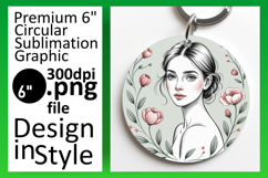 Elegant Keychain Circle PNG Artwork , Beauty Woman Product Image 1