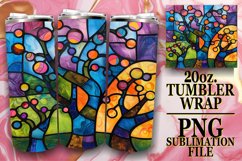 Colorful Stained Glass Tree 20oz Sublimation Wrap Design Product Image 1