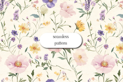 Pastel Wildflower Meadow Seamless Pattern with Lavender Product Image 1