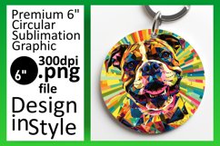 Artful Abstract Dog Round Design Keychain Sublimation Product Image 1