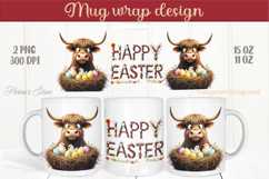 Easter highland cow with bunny mug wrap sublimation design Product Image 1