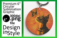 Vibrant Cat Sublimation: Round &amp; Keychain Collection Product Image 1
