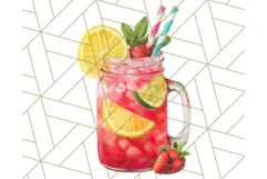 Strawberry Red Lemon Yellow Summer Clipart PNG, Summer Icons Product Image 4