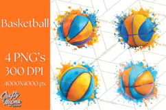 Basketball Clipart PNG with Team Color Paint Splash Design Product Image 1
