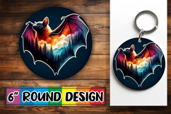 Unique Round Keychain Sublimation PNG, Animals Art Product Image 1
