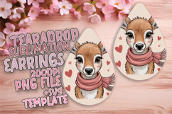 Playful Teardrop Earrings Template PNG , Valenines Animals Product Image 1