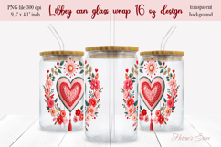 Boho Valentine pattern Libbey Can Glass Wrap 16oz design png Product Image 2