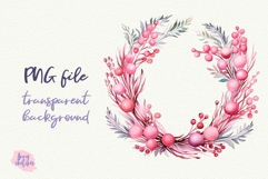 Christmas Wreath PNG Pink Coquette Christmas Clipart Product Image 1
