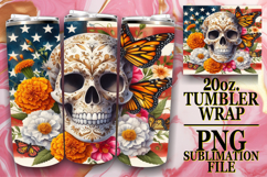 Timeless charm 20oz tumbler wrap, Skull USA Product Image 1