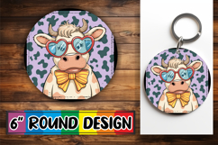 Cheerful Car Coaster Circle Style, Cute Cow Product Image 1