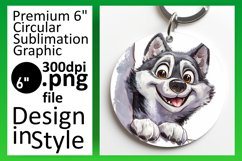 Playful PeekaBoo Dog Charm Circle Whimsy Joy Sublimation Product Image 1