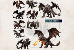 Fantasy Dragons Cliparts, Mythical Monster PNG Product Image 11