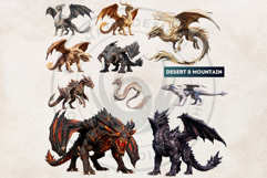Fantasy Dragons Cliparts, Mythical Monster PNG Product Image 14