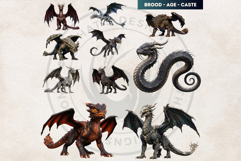 Fantasy Dragons Cliparts, Mythical Monster PNG Product Image 16