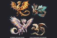 Fantasy Dragons Cliparts, Mythical Monster PNG Product Image 3