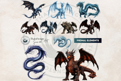 Fantasy Dragons Cliparts, Mythical Monster PNG Product Image 4
