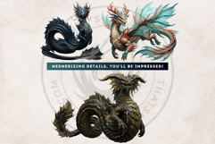 Fantasy Dragons Cliparts, Mythical Monster PNG Product Image 6