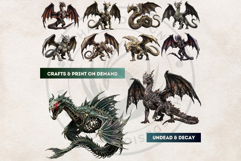 Fantasy Dragons Cliparts, Mythical Monster PNG Product Image 7