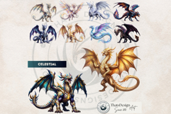 Fantasy Dragons Cliparts, Mythical Monster PNG Product Image 9