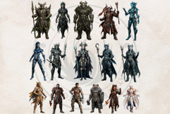 Fantasy Dragons riders Cliparts, RPG Warrior PNG Product Image 11