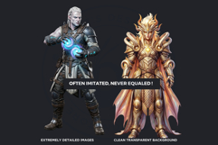 Fantasy Dragons riders Cliparts, RPG Warrior PNG Product Image 3