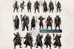 Fantasy Dragons riders Cliparts, RPG Warrior PNG Product Image 7