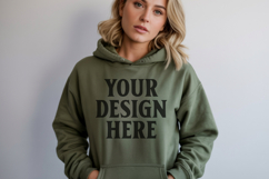 Forest Green Chocolate Gildan 18500 Hoodie Mockup, G18000 Ho Product Image 1