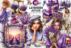 Lavender Affaire Clipart Set PNG, French Country Botanical Product Image 1