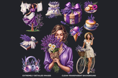 Lavender Affaire Clipart Set PNG, French Country Botanical Product Image 3
