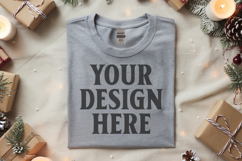 Gildan 5000 Sport Grey Folded Christmas Mockup, G5000 mockup Product Image 1