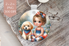 4th of July Girl and Puppy Sublimation PNG Product Image 1
