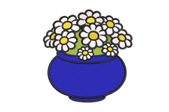 White Daisies Floral Pot Embroidery Designs Embroidery Desig Product Image 1