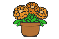 Potted Orange Flowers Embroidery Designs for Machine Product Image 1