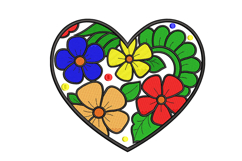 Heart with Flowers Embroidery Designs for Machine Product Image 1