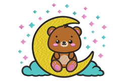 Teddy Bear with Moon Embroidery Design Product Image 1
